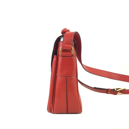 CELINE Rogo Motif embossed leather 2way double pocket shoulder bag Red Vintage Old Celine rvmknd