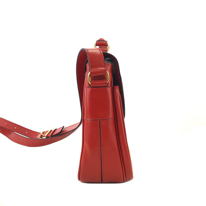CELINE Rogo Motif embossed leather 2way double pocket shoulder bag Red Vintage Old Celine rvmknd