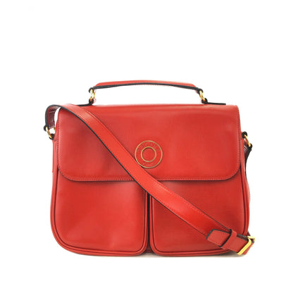 CELINE Rogo Motif embossed leather 2way double pocket shoulder bag Red Vintage Old Celine rvmknd