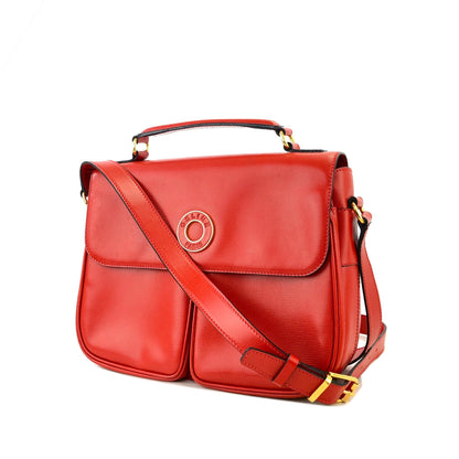 CELINE Rogo Motif embossed leather 2way double pocket shoulder bag Red Vintage Old Celine rvmknd