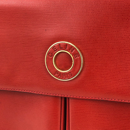 CELINE Rogo Motif embossed leather 2way double pocket shoulder bag Red Vintage Old Celine rvmknd