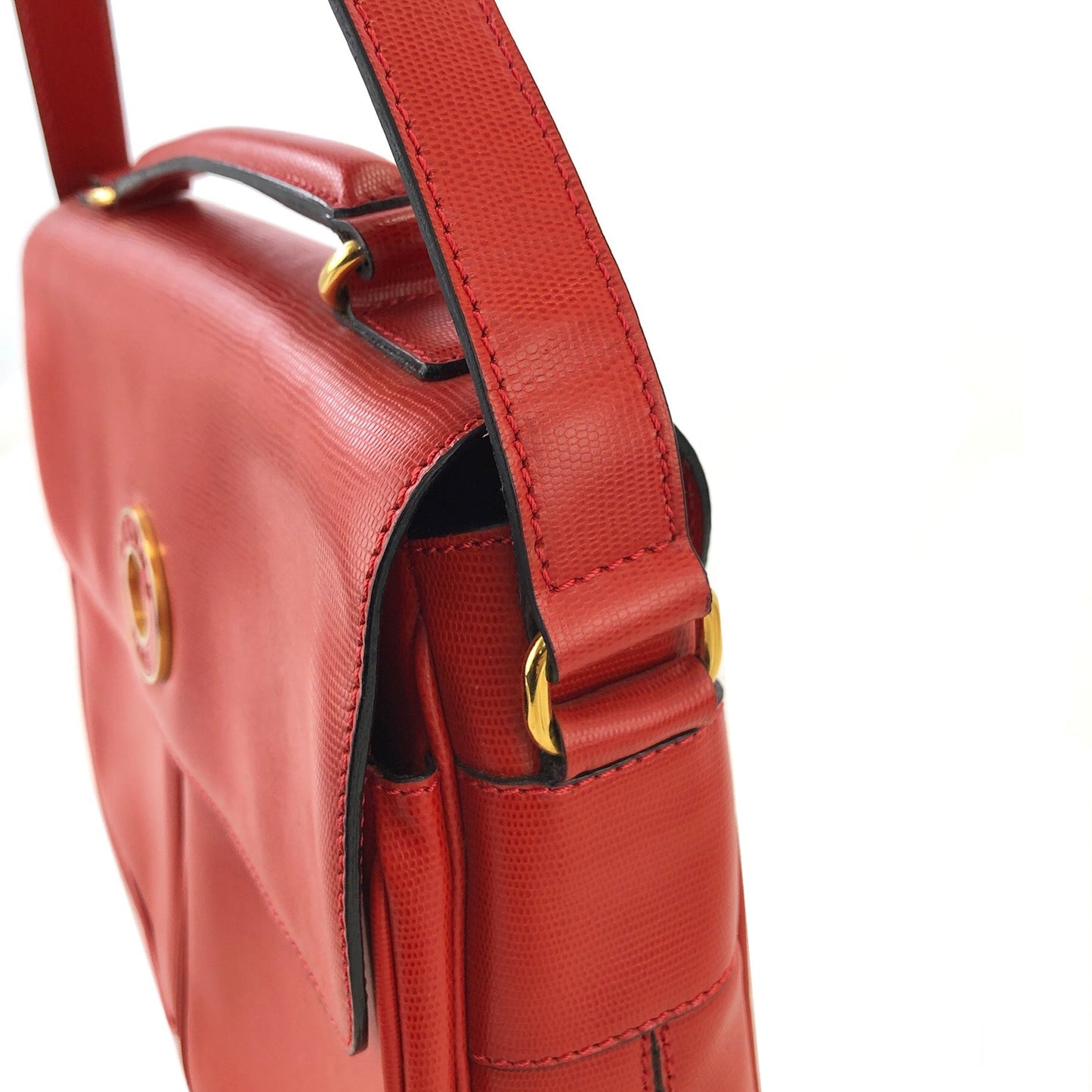 CELINE Rogo Motif embossed leather 2way double pocket shoulder bag Red Vintage Old Celine rvmknd