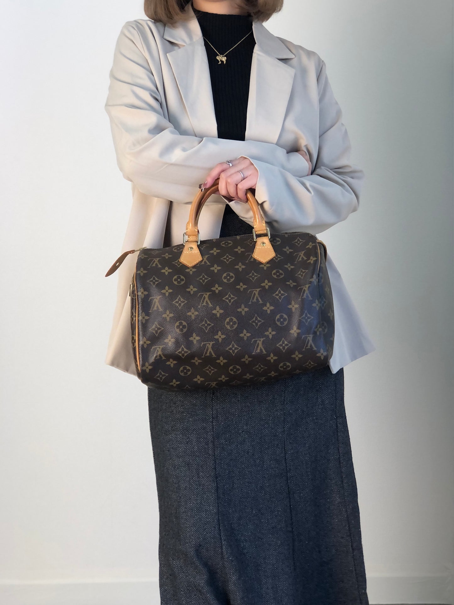 LOUIS VUITTON Monogram Small Boston bag Handbag BrownM41528  Vintage ejs7u6