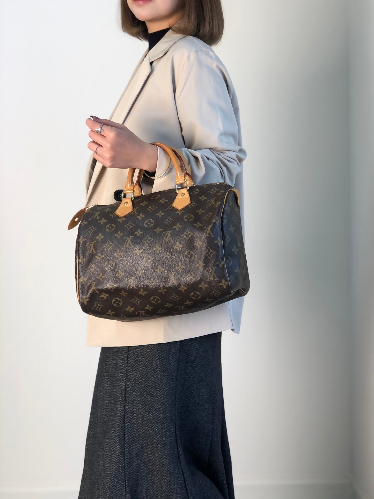 LOUIS VUITTON Monogram Small Boston bag Handbag BrownM41528  Vintage ejs7u6