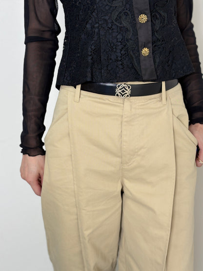 LOEWE Anagram Belt Black×Burgundy Vintage nfn2n8