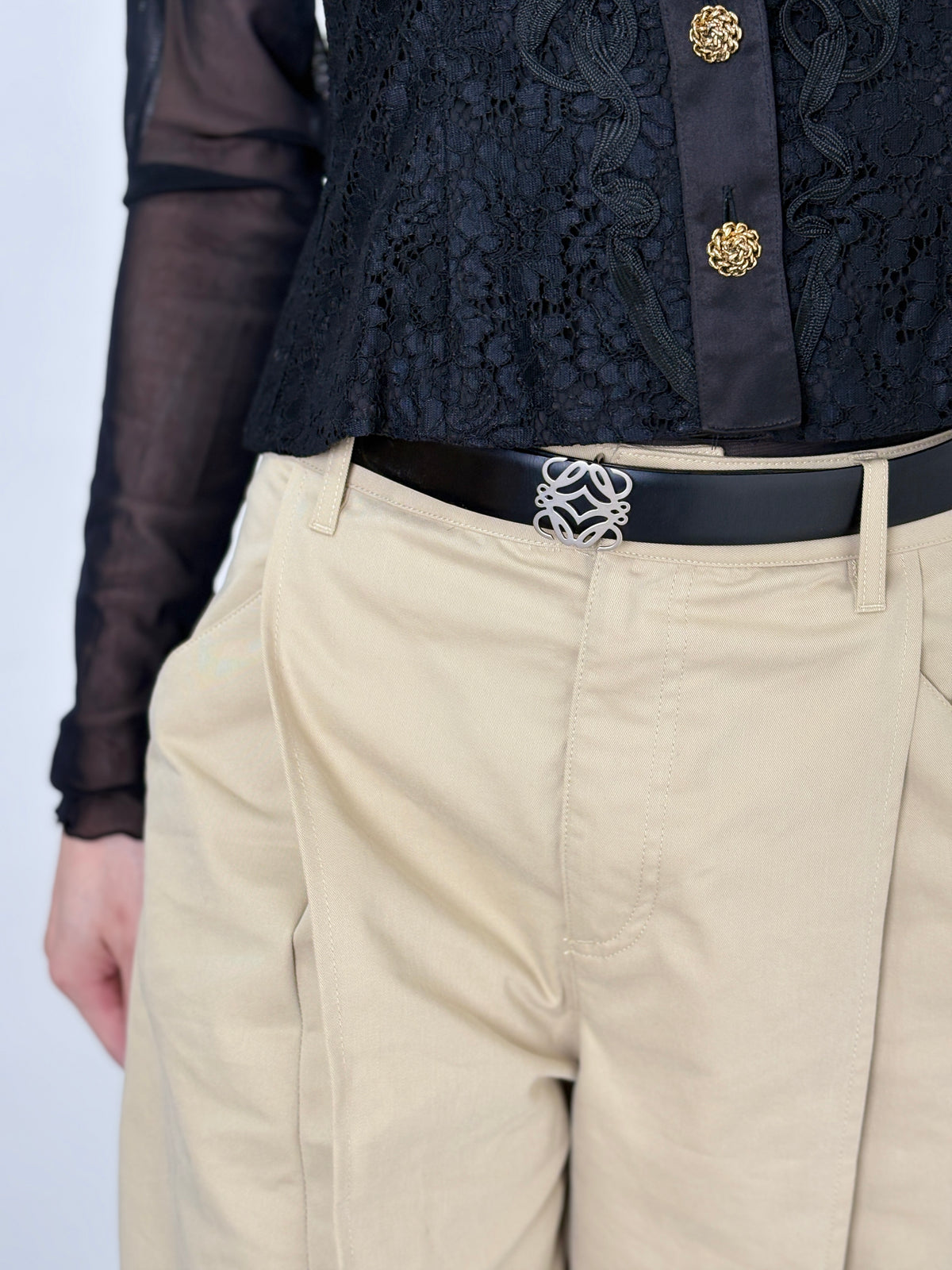 LOEWE Anagram Belt Black×Burgundy Vintage nfn2n8
