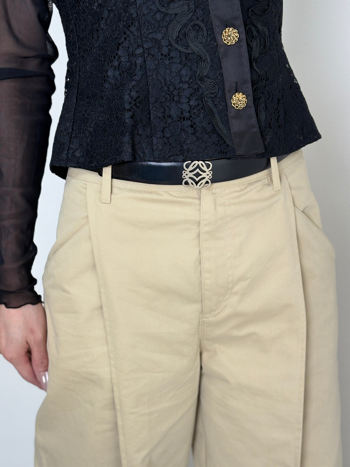 LOEWE Anagram Belt Black×Burgundy Vintage nfn2n8