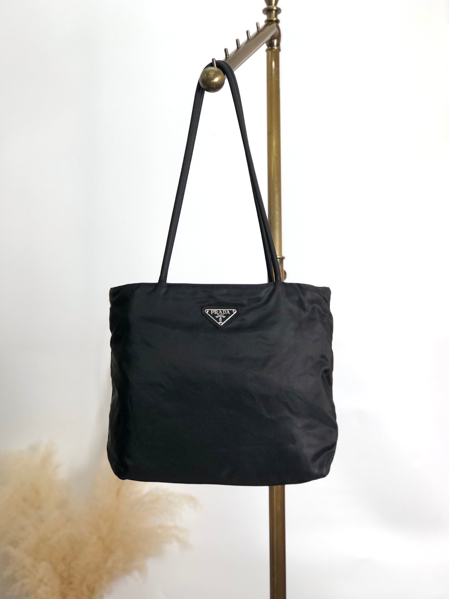 PRADA Tessuto Triangle Logo Totebag Black Vintage 26be6f