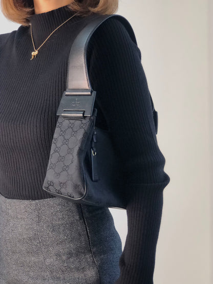 GUCCI GG Canvas Shoulder bag Black Vintage xi6jhz