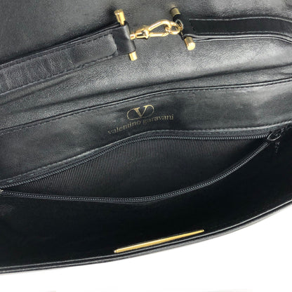VALENTINO GARAVANI V logo Chevron Two-way Shoulder bag Clutch bag Black Vintage Old sems6s