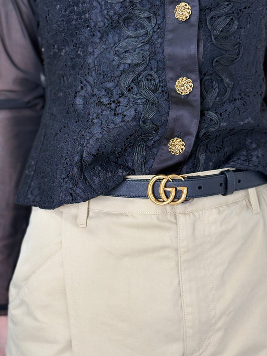 GUCCI GG Motif Belt Black Vintage ktd3wk