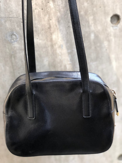 PRADA Logo Leather Shoulder bag Black Vintage jrkr4w
