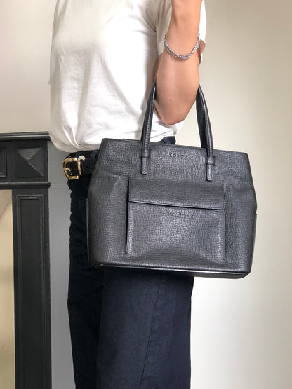 LOEWE Logo Embossed Front Pocket Handbag Black Vintage kmkg4n