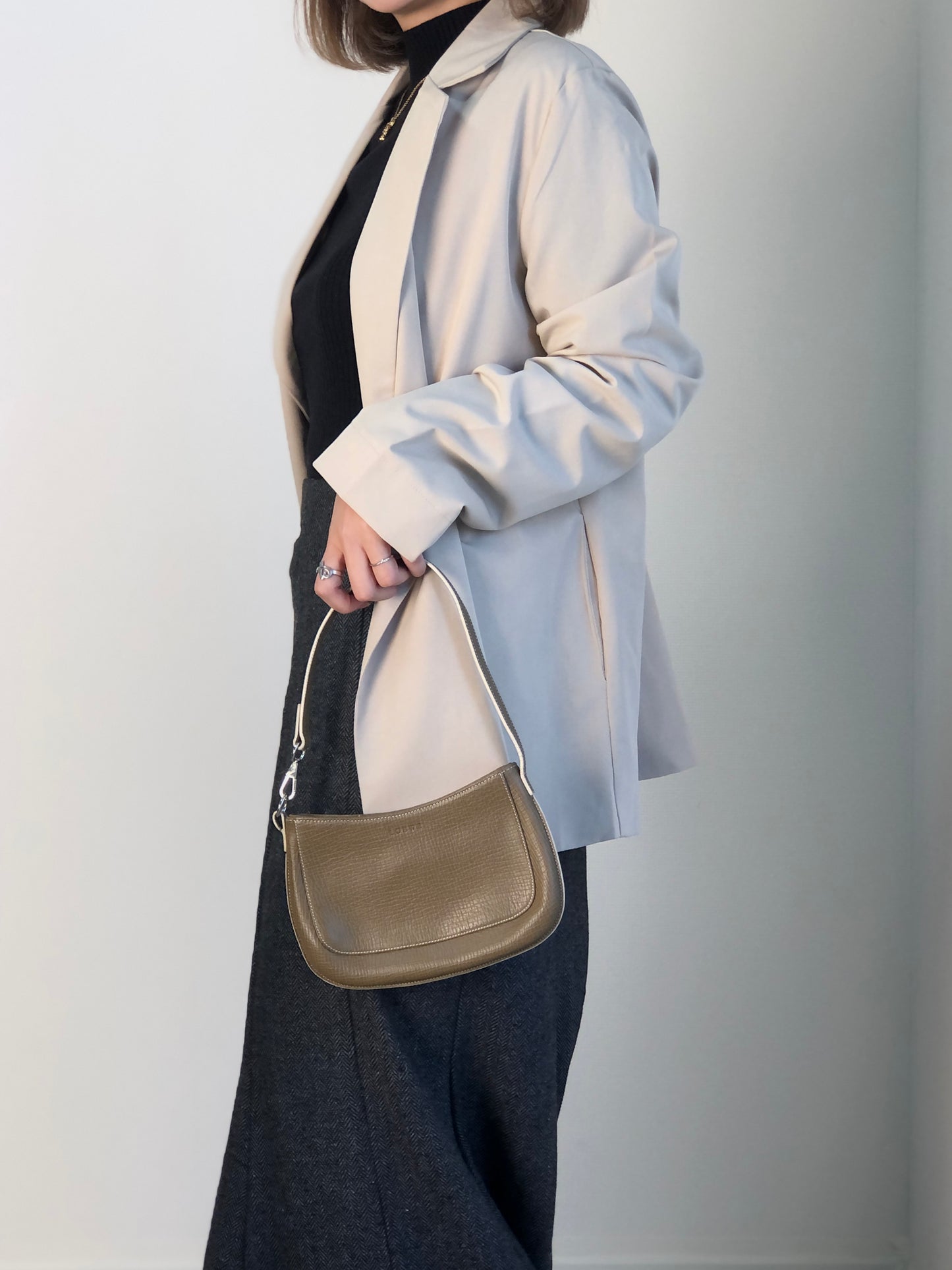 LOEWE Logo Embossed Handbag Brown Vintage p88ju4