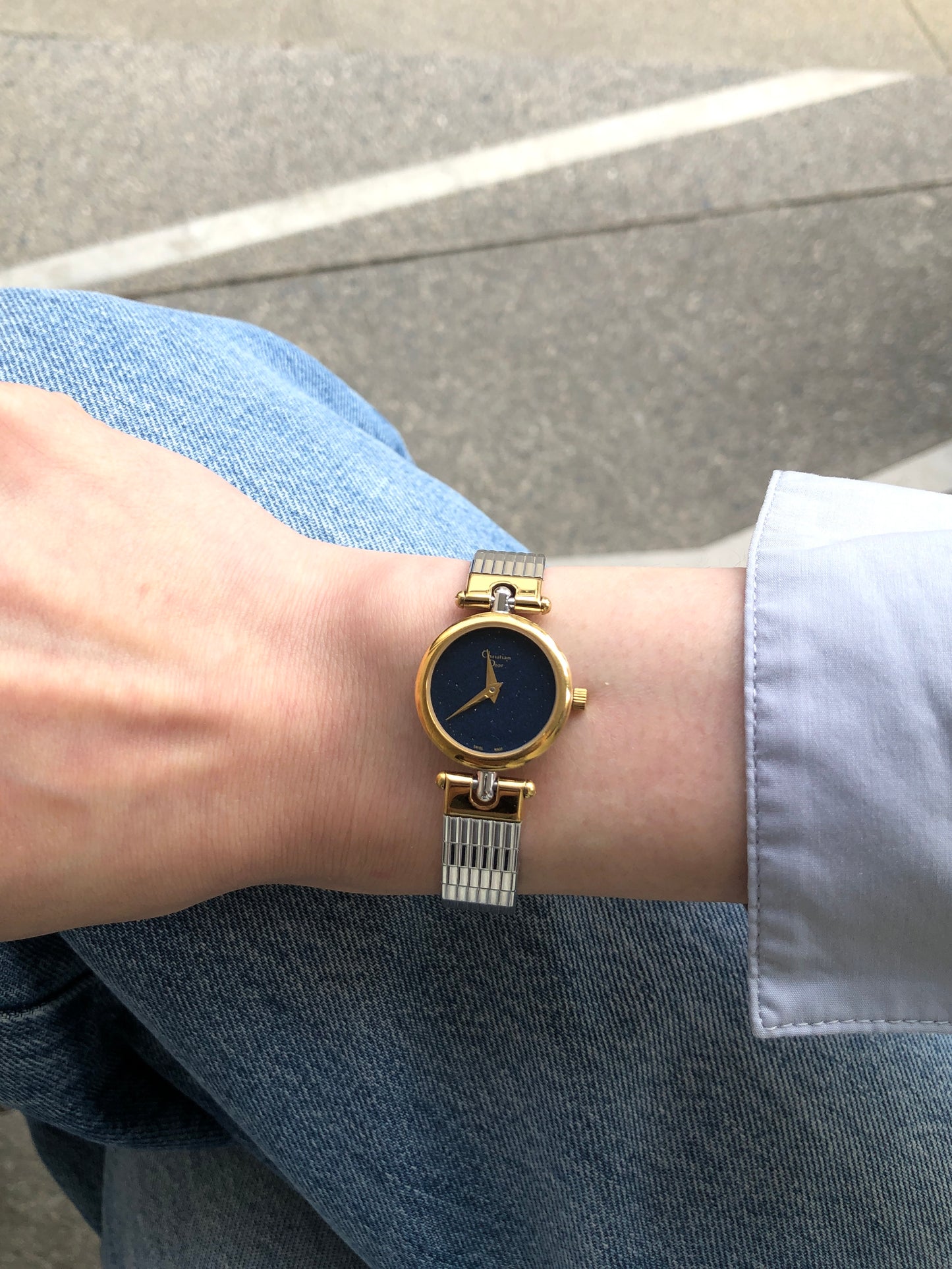 Christian Dior Logo Watch Silver×Gold 3025 Vintage fadvvc
