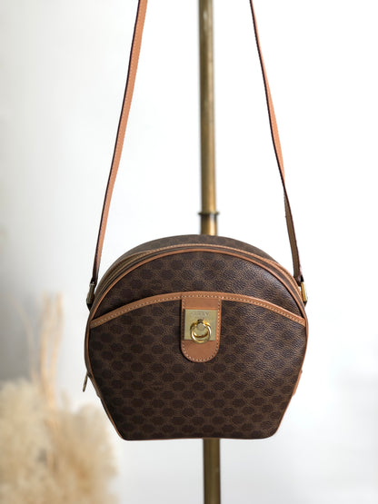 CELINE Macadam Gancini Shoulder bag Brown Vintage yasetm