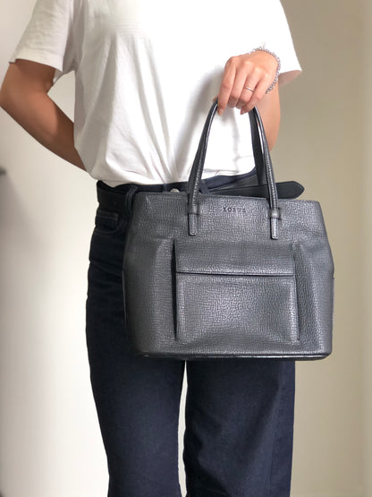 LOEWE Logo Embossed Front Pocket Handbag Black Vintage kmkg4n