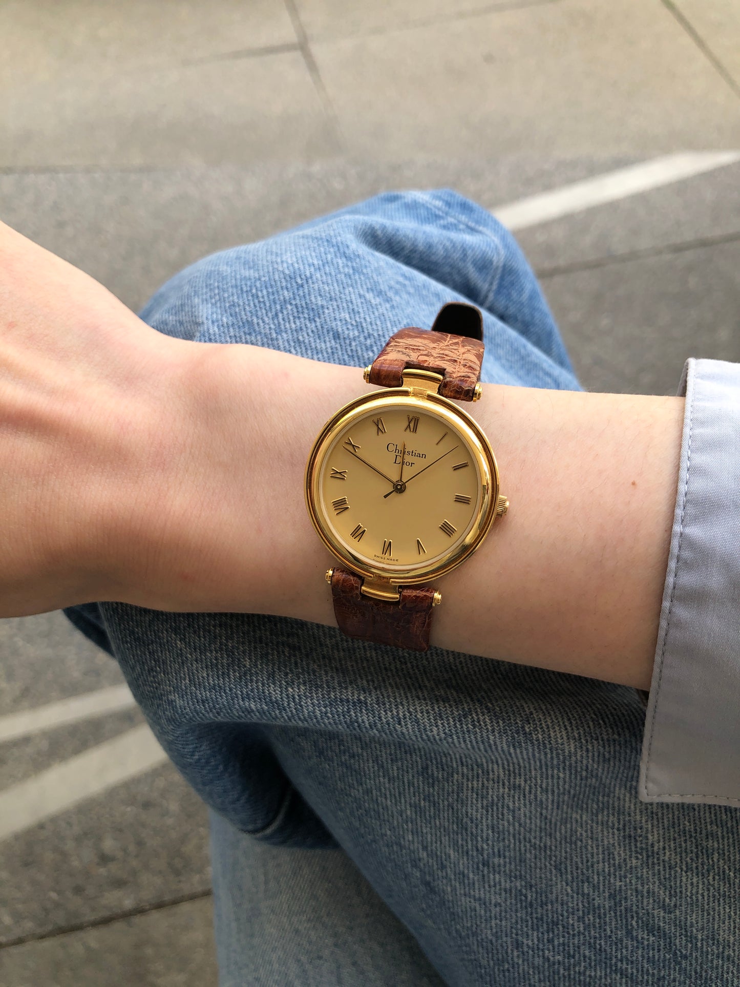 Christian Dior Watch Gold×Brown Vintage 3006 7ivzj6