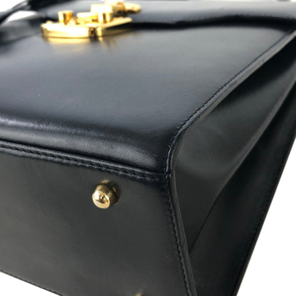 GUCCI Lady lock Top handle Leather Handbag Navy Old gucci Vintage ubd4ck