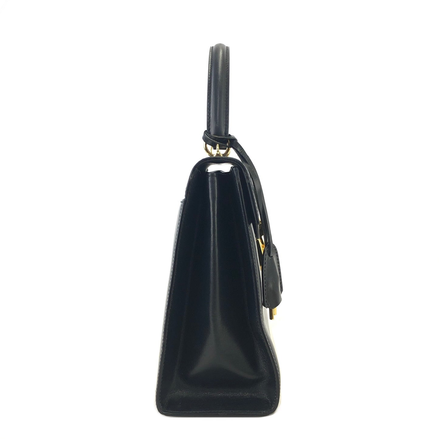 GUCCI Lady lock Top handle Leather Handbag Navy Old gucci Vintage ubd4ck
