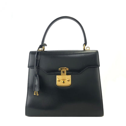 GUCCI Lady lock Top handle Leather Handbag Navy Old gucci Vintage ubd4ck