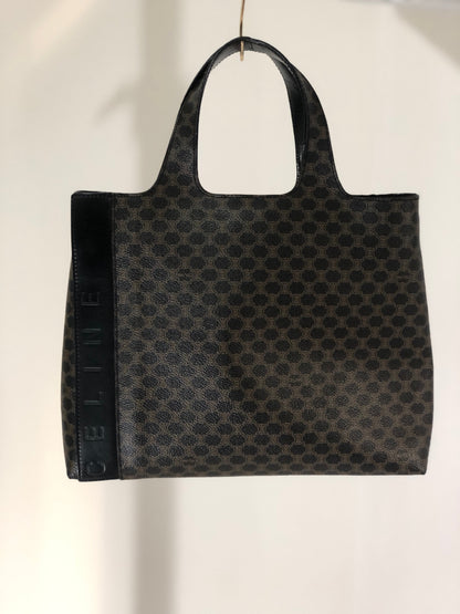 CELINE macadamLeather  PVC  Handbag Black Vintage Old Celine ykx4st