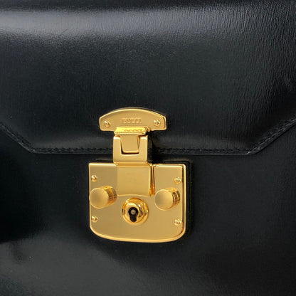 GUCCI Lady lock Top handle Leather Handbag Navy Old gucci Vintage ubd4ck