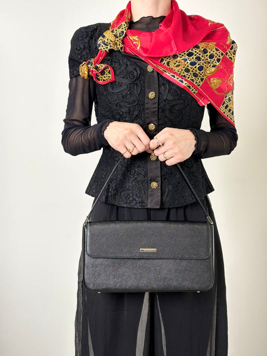 BURBERRY Logo Shoulder bag Black Vintage 5huwxe