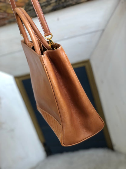 LOEWE Anagram Crocodile embossed Two-way Totebag Shoulder bag Brown Vintage Old she7e7