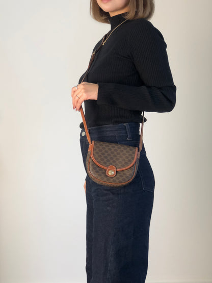 CELINE Macadam Triomphe Shoulder bag Brown Vintage eckras