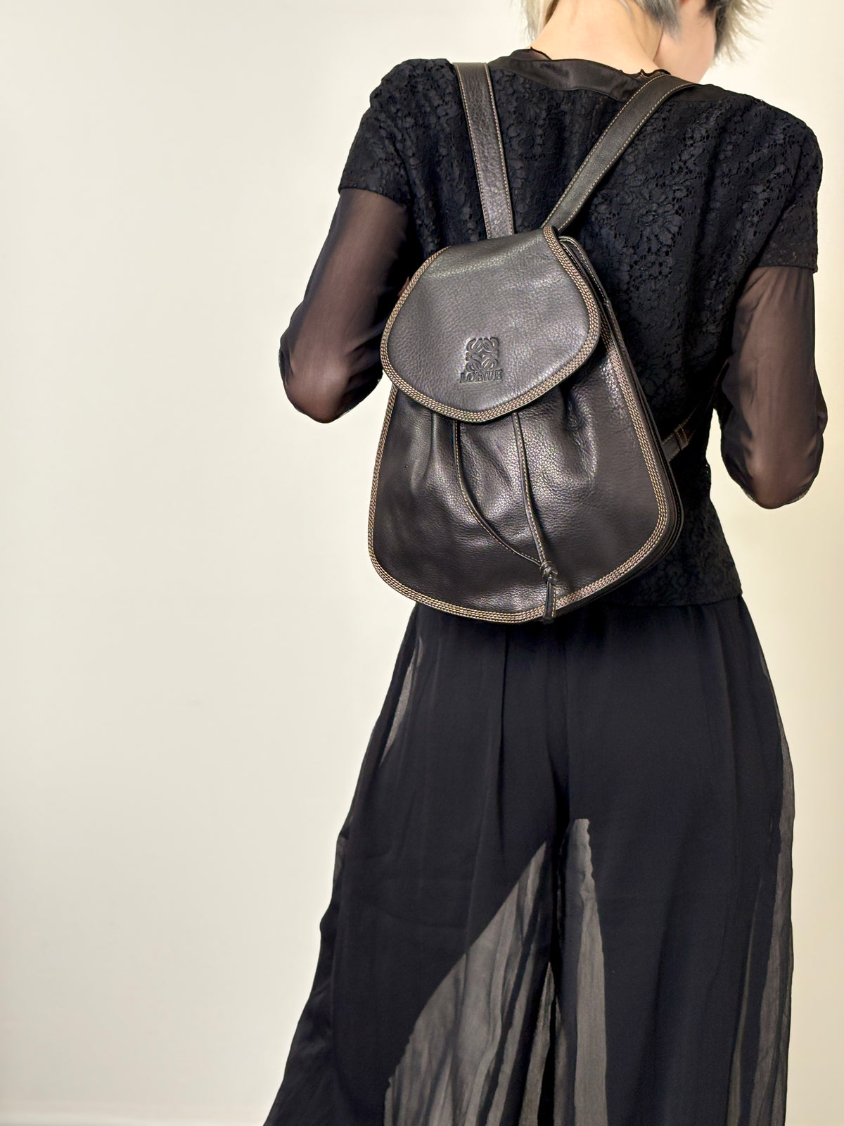 LOEWE Anagram Backpack Black Vintage 53w2pp