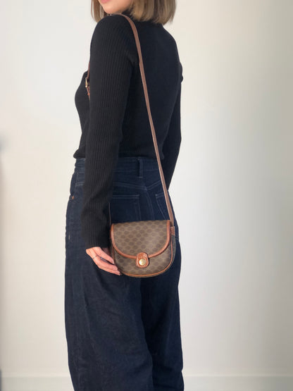 CELINE Macadam Triomphe Shoulder bag Brown Vintage eckras