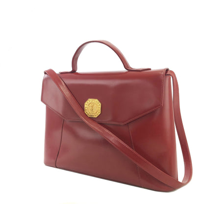 Yves Saint Laurent Octagon YSL Leather 2way shoulder bag Red Vintage Old 7timir