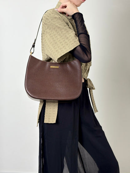 BURBERRY Logo Shoulder bag Brown Vintage 6skns5