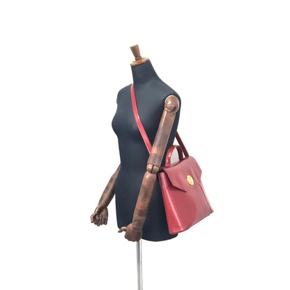 Yves Saint Laurent Octagon YSL Leather 2way shoulder bag Red Vintage Old 7timir