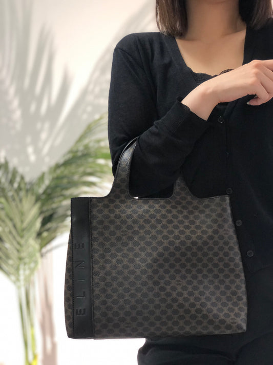 Céline Celine Brown Macadam Mini Boston Bag Leather Plastic ref.123306 -  Joli Closet