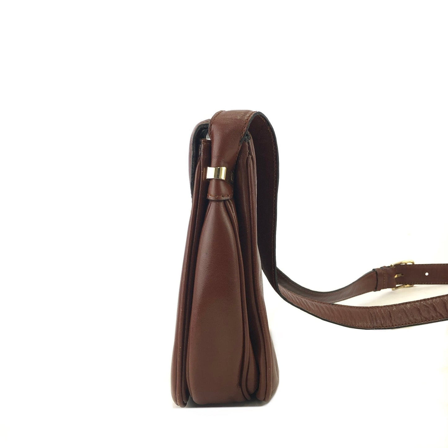 CELINE Blason Metal Fittings Leather Shoulder Bag Brown Vintage Old Celine mi8za6