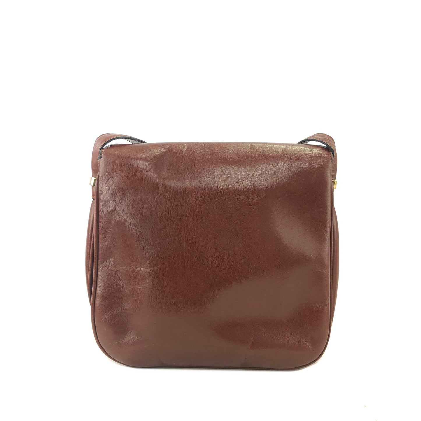 CELINE Blason Metal Fittings Leather Shoulder Bag Brown Vintage Old Celine mi8za6