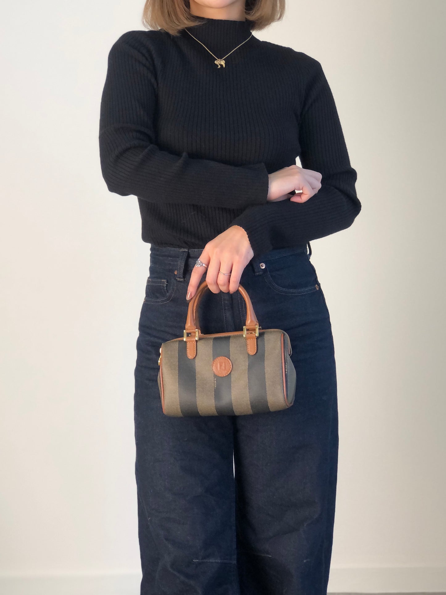 FENDI Pecan Two-way Small Boston bag Shoulder bag Brown Vintage bcu358