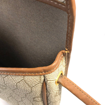 Christian Dior  Honeycomb Pattern PVC x Leather Round Shoulder Bag Beige Vintage Old jtrcy2