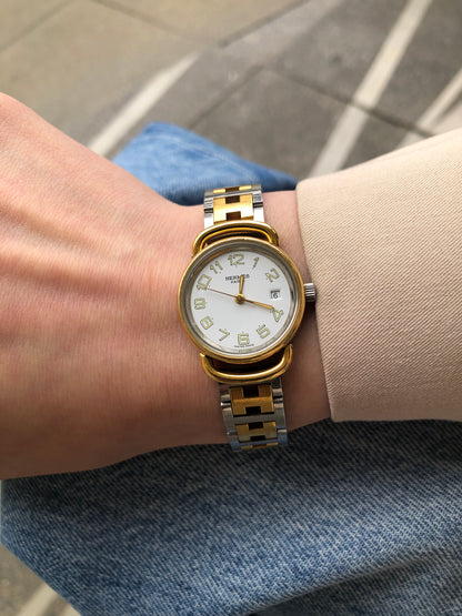 HERMES Quartz Watch Silver pullman Vintage krhgdd