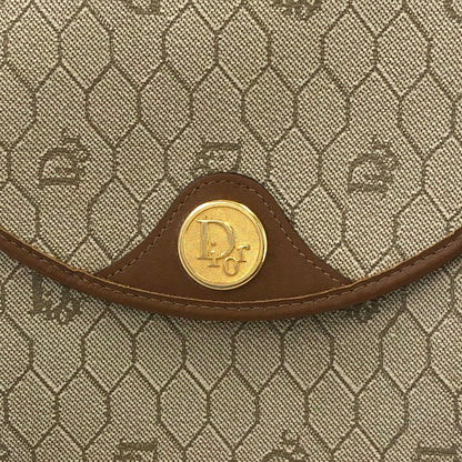 Christian Dior  Honeycomb Pattern PVC x Leather Round Shoulder Bag Beige Vintage Old jtrcy2