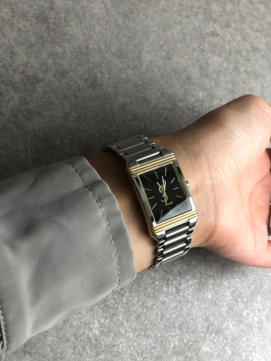 Yves Saint Laurent YSL Logo Watch Silver 5421-H04724Y Vintage 236tmu