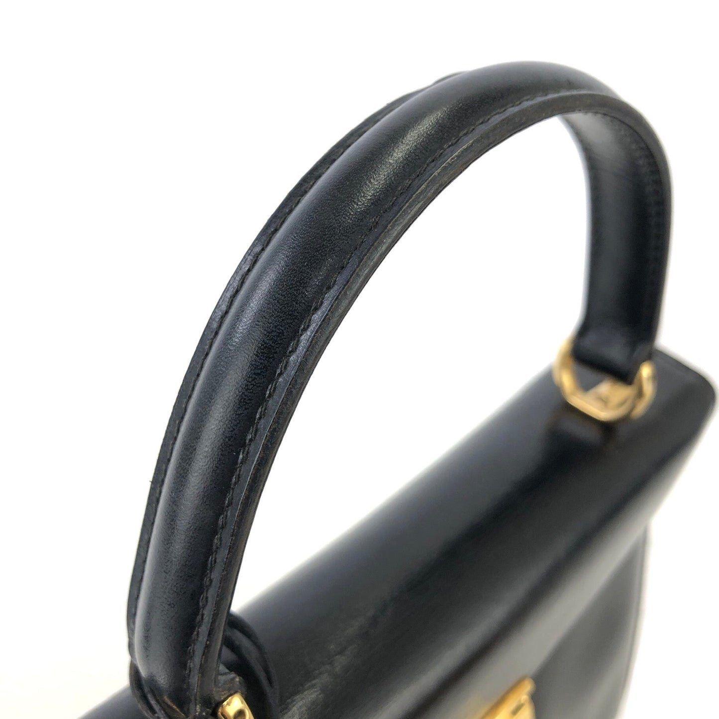 GUCCI Lady Lock Leather Kelly Handbag Shoulder bag Black Old gucci Vintage umxsn3