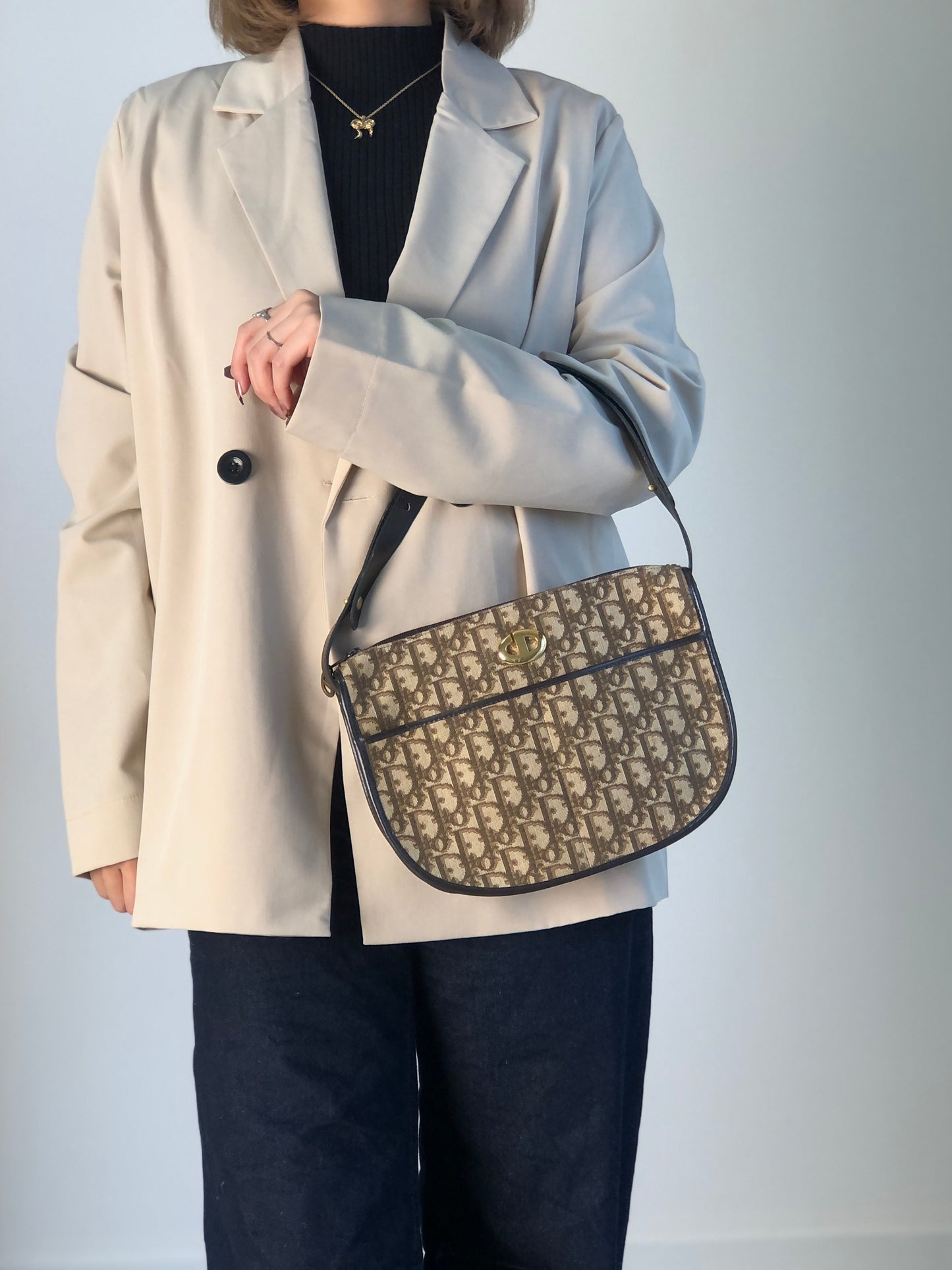 Christian Dior Trotter Shoulder bag Brown Vintage f2cedr