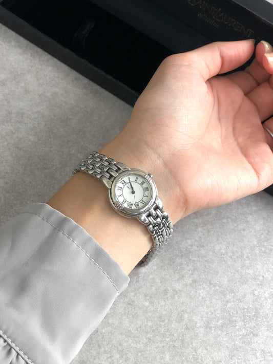 Yves Saint Laurent Quartz Watch Silver 5431-F45979 Vintage 7g55m6