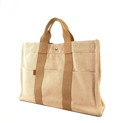 HERMES Fool toe MM 帆布手提包 米色 Vintage Old 5k5wy6