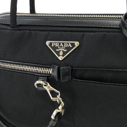 PRADA Triangle Logo Nylon Mini Boston Front Pocket Shoulder Bag Black Vintage Old hgxatd