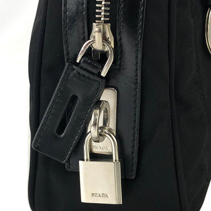 PRADA Triangle Logo Nylon Mini Boston Front Pocket Shoulder Bag Black Vintage Old hgxatd