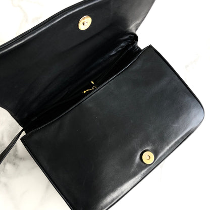 VALENTINO GARAVANI V logo Chevron Two-way Shoulder bag Clutch bag Black Vintage Old sems6s